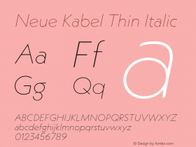 Neue Kabel Thin Italic Version 1.00图片样张