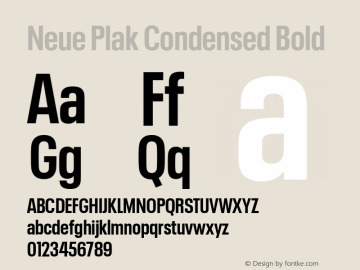 Neue Plak Condensed Bold Version 1.00, build 9, s3图片样张