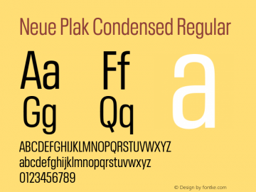 Neue Plak Condensed Regular Version 1.00, build 9, s3图片样张