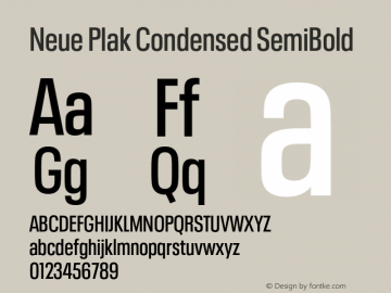 Neue Plak Condensed SemiBold Version 1.00, build 9, s3图片样张