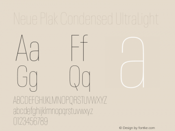 Neue Plak Condensed UltraLight Version 1.00, build 9, s3图片样张