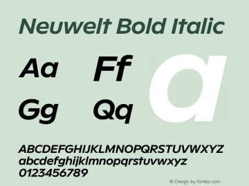 Neuwelt Bold Italic Version 1.00, build 19, g2.6.2 b1235, s3图片样张