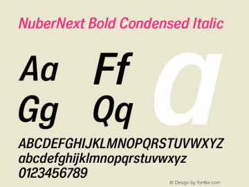 NuberNext Bold Condensed Italic Version 001.002 February 2020图片样张