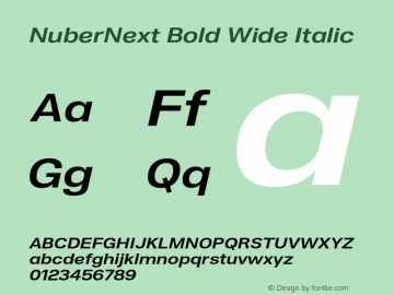NuberNext Bold Wide Italic Version 001.002 February 2020图片样张