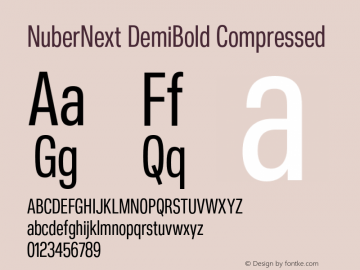 NuberNext DemiBold Compressed Version 001.002 February 2020图片样张