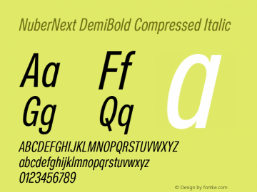 NuberNext DemiBold Compressed Italic Version 001.002 February 2020图片样张