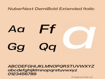 NuberNext DemiBold Extended Italic Version 001.002 February 2020图片样张