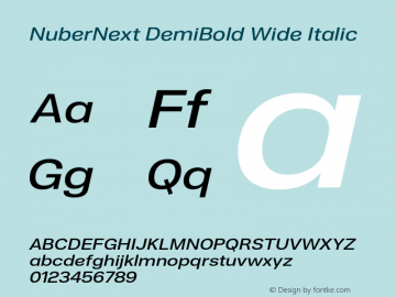 NuberNext DemiBold Wide Italic Version 001.002 February 2020图片样张