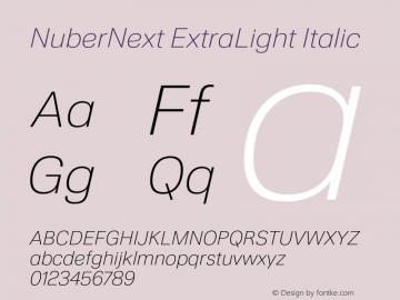 NuberNext ExtraLight Italic Version 001.002 February 2020图片样张