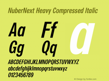 NuberNext Heavy Compressed Italic Version 001.002 February 2020图片样张