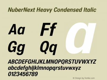 NuberNext Heavy Condensed Italic Version 001.002 February 2020图片样张