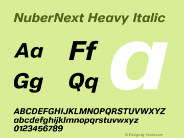 NuberNext Heavy Italic Version 001.002 February 2020图片样张