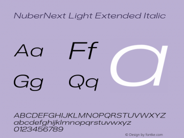 NuberNext Light Extended Italic Version 001.002 February 2020图片样张