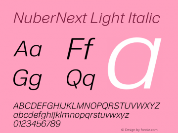 NuberNext Light Italic Version 001.002 February 2020图片样张