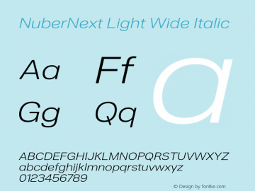 NuberNext Light Wide Italic Version 001.002 February 2020图片样张