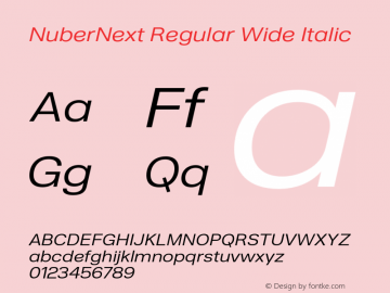 NuberNext Regular Wide Italic Version 001.002 February 2020图片样张