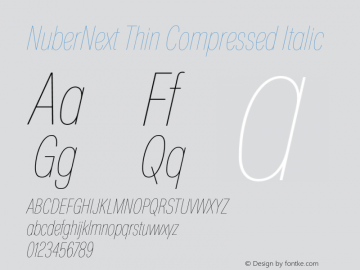 NuberNext Thin Compressed Italic Version 001.002 February 2020图片样张