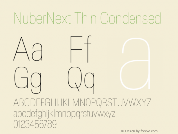 NuberNext Thin Condensed Version 001.002 February 2020图片样张