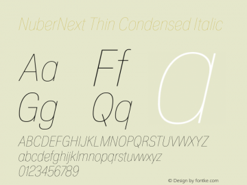 NuberNext Thin Condensed Italic Version 001.002 February 2020图片样张