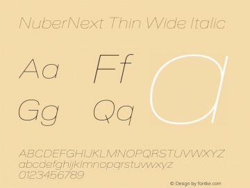NuberNext Thin Wide Italic Version 001.002 February 2020图片样张