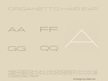 Organetto Hair Exp Version 1.000;hotconv 1.0.109;makeotfexe 2.5.65596图片样张