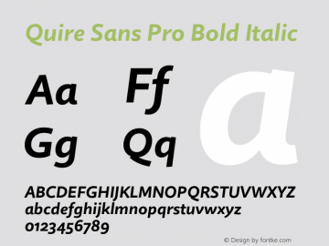 Quire Sans Pro Bold Italic Version 1.0图片样张