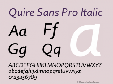 Quire Sans Pro Italic Version 1.0图片样张