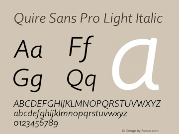 Quire Sans Pro Light Italic Version 1.0图片样张