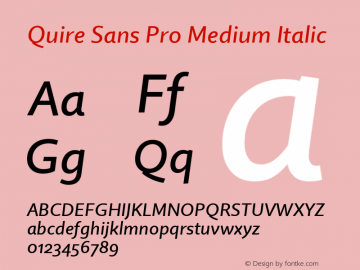 Quire Sans Pro Medium Italic Version 1.0图片样张