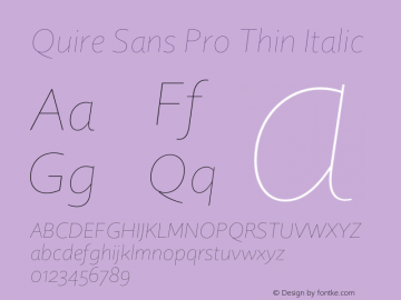 Quire Sans Pro Thin Italic Version 1.0图片样张