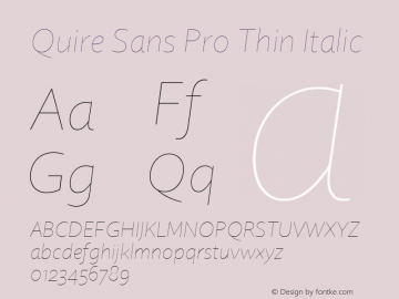Quire Sans Pro Thin Italic Version 1.0图片样张