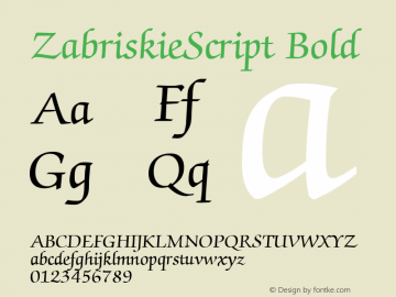 ZabriskieScript Bold 1.0 Fri May 14 15:03:12 1999 Font Sample