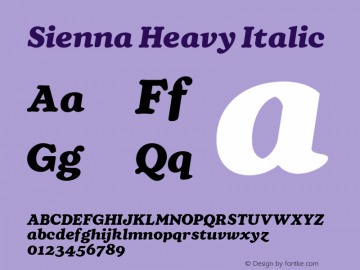 Sienna Heavy Italic Version 1.000;FEAKit 1.0图片样张