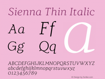 Sienna Thin Italic Version 1.000;FEAKit 1.0图片样张