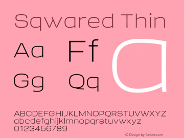 Sqwared Thin Version 1.000;hotconv 1.0.109;makeotfexe 2.5.65596图片样张