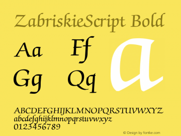 ZabriskieScript Bold 1.0 Mon Nov 06 10:21:16 1995 Font Sample