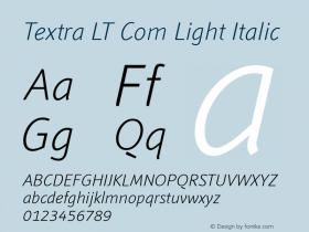 Textra LT Com Light Italic Version 3.00图片样张