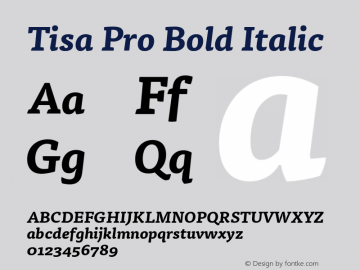 Tisa Pro Bold Italic Version 7.600, build 1027, FoPs, FL 5.04图片样张