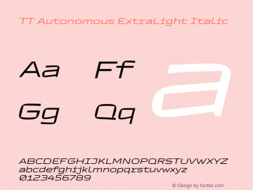 TT Autonomous ExtraLight Italic Version 1.010.28052021图片样张