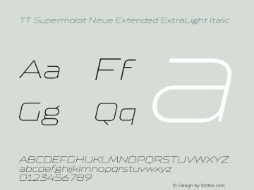 TT Supermolot Neue Extended ExtraLight Italic Version 2.000.04082021图片样张