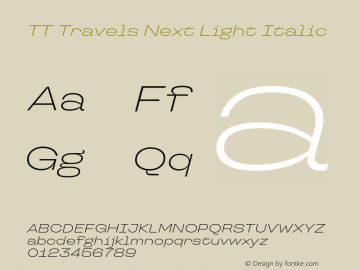 TT Travels Next Light Italic Version 1.100.08102021图片样张