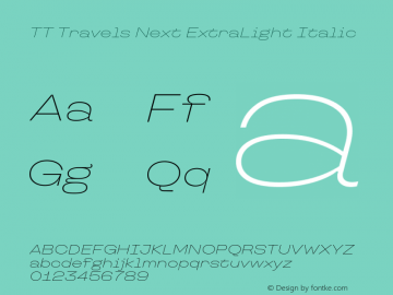 TT Travels Next ExtraLight Italic Version 1.100.08102021图片样张