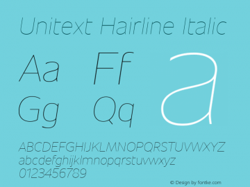 Unitext Hairline Italic Version 1.00, build 11, gb1060, s3图片样张