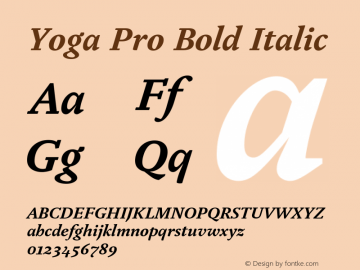 Yoga Pro Bold Italic Version 7.600, build 1028, FoPs, FL 5.04图片样张