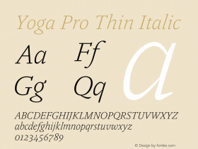 Yoga Pro Thin Italic Version 7.600, build 1028, FoPs, FL 5.04图片样张