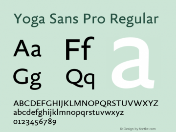 Yoga Sans Pro Version 7.600, build 1028, FoPs, FL 5.04图片样张