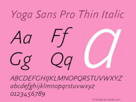 Yoga Sans Pro Thin Italic Version 7.600, build 1028, FoPs, FL 5.04图片样张