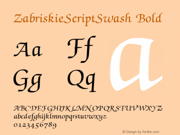 ZabriskieScriptSwash Bold 1.0 Mon Nov 06 10:49:18 1995 Font Sample