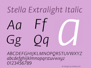 Stella Extralight Italic Version 2.000图片样张