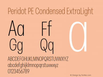 Peridot PE Condensed ExtraLight Version 1.000 | web-otf图片样张